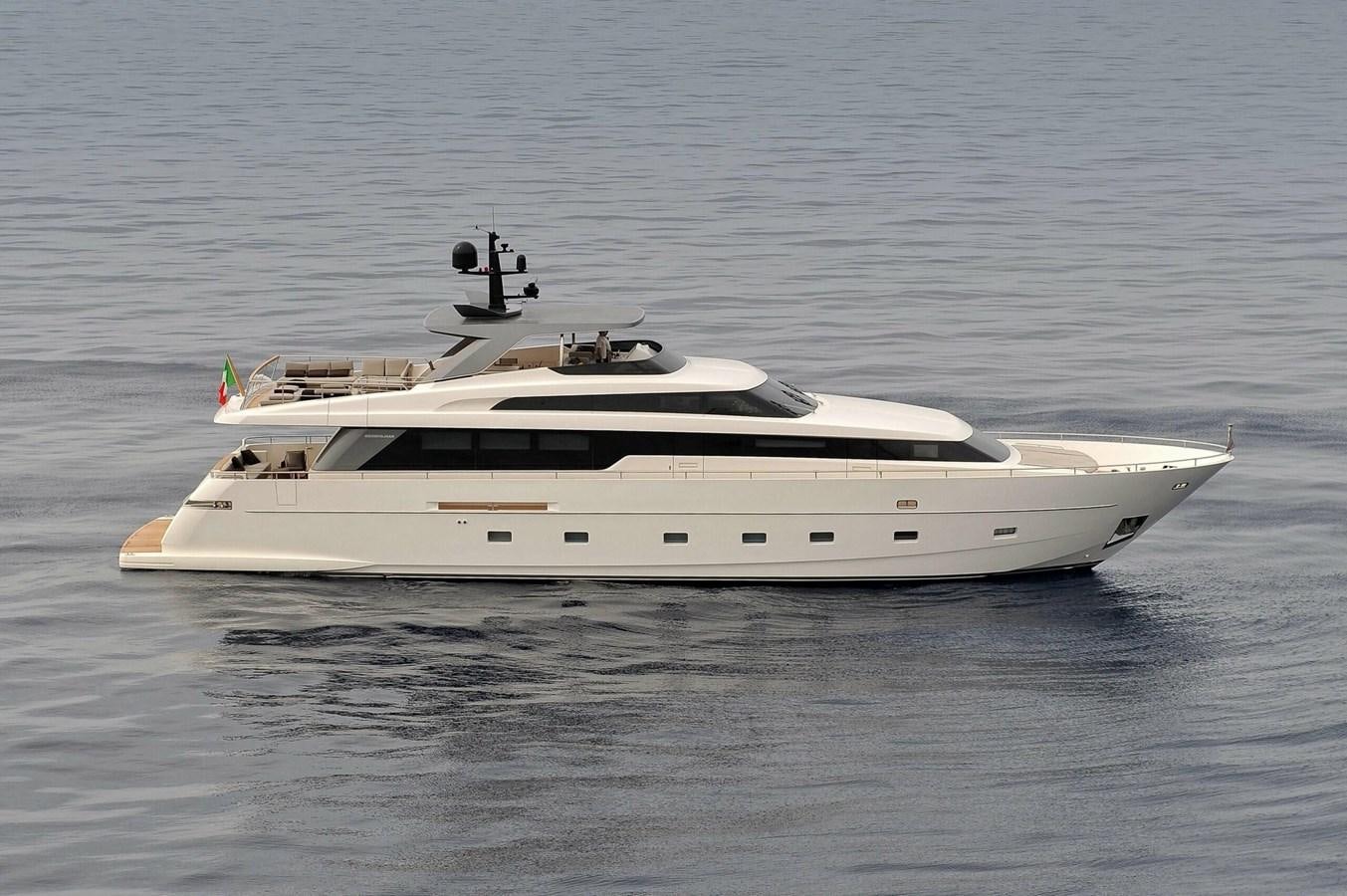 a white yacht in the water aboard 2015 SANLORENZO SL96 #623 Yacht for Sale