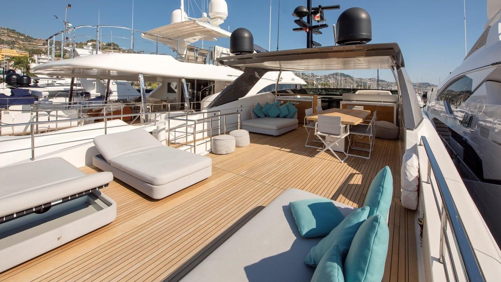 a deck with a deck and a pool aboard 2015 SANLORENZO SL96 #623 Yacht for Sale