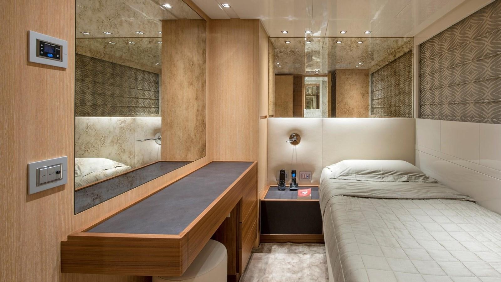 a room with a bed and a mirror aboard 2015 SANLORENZO SL96 #623 Yacht for Sale