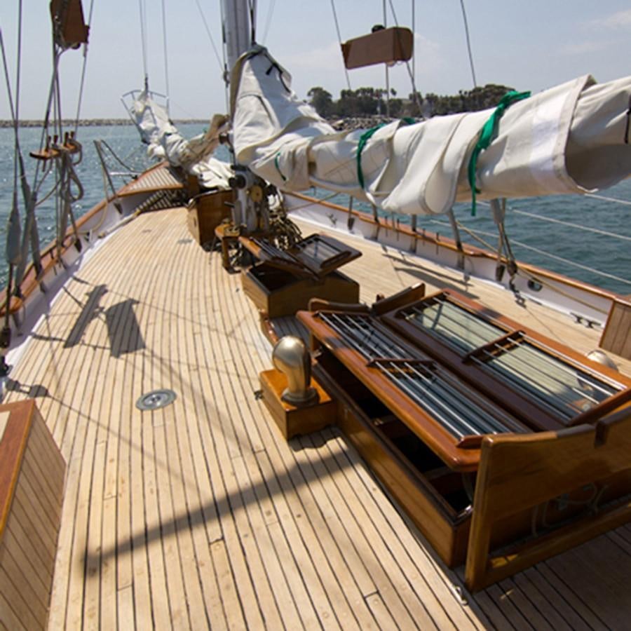 a boat on a deck aboard CURLEW Yacht for Sale
