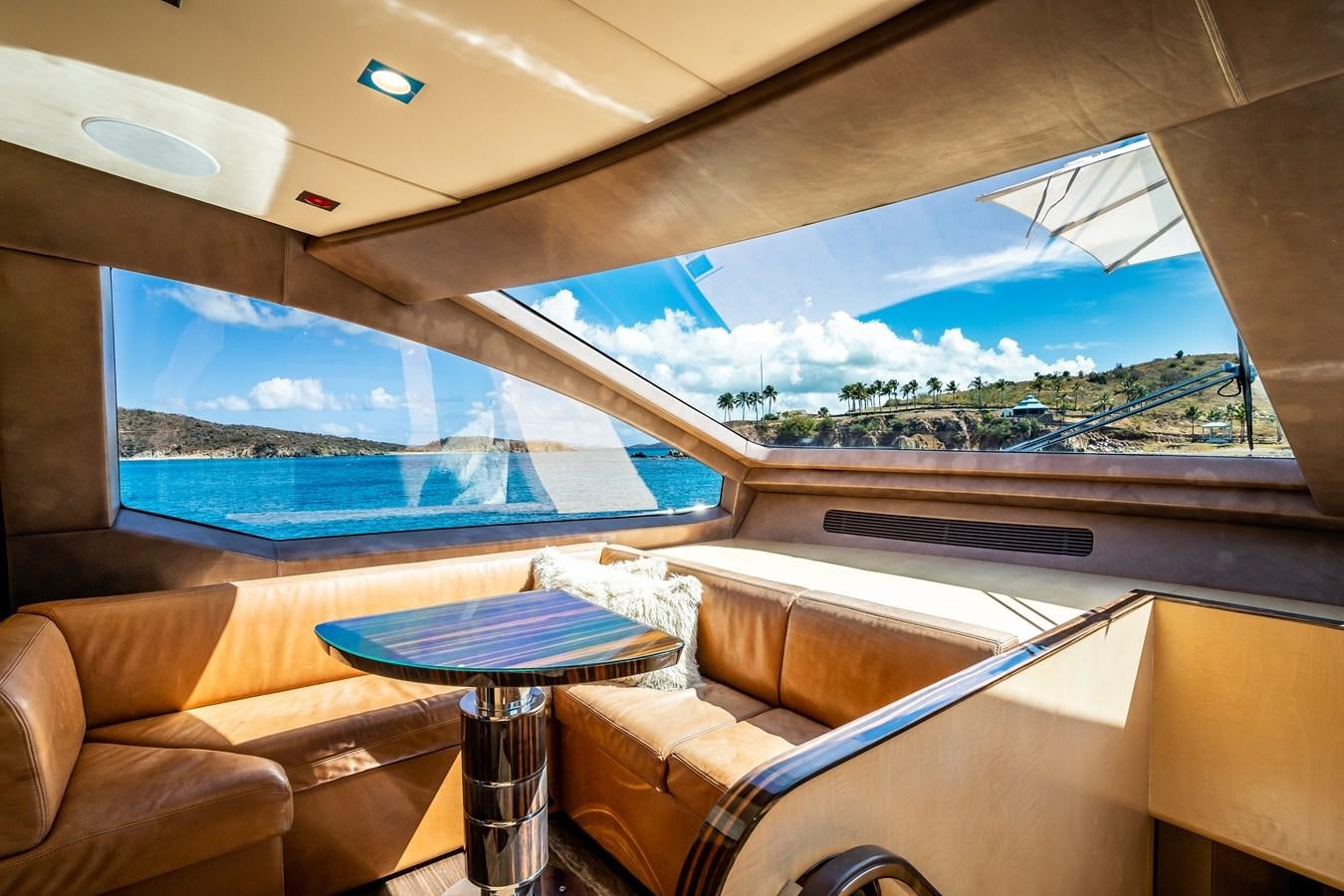 a room with a table and chairs aboard Valere Yacht for Sale