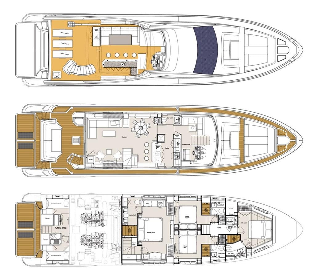 diagram, engineering drawing aboard Valere Yacht for Sale