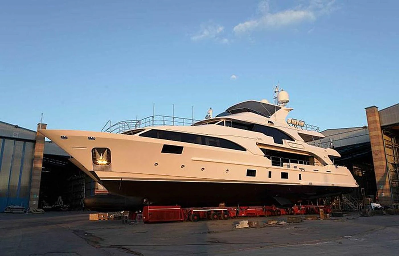 a large cruise ship docked aboard CLASSIC 121 Yacht for Sale