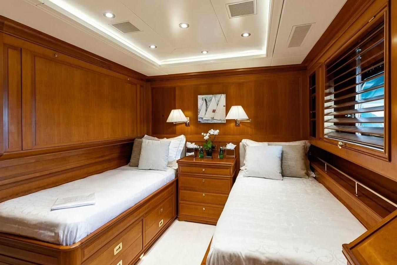 a room with two beds aboard NORFOLK STAR Yacht for Charter