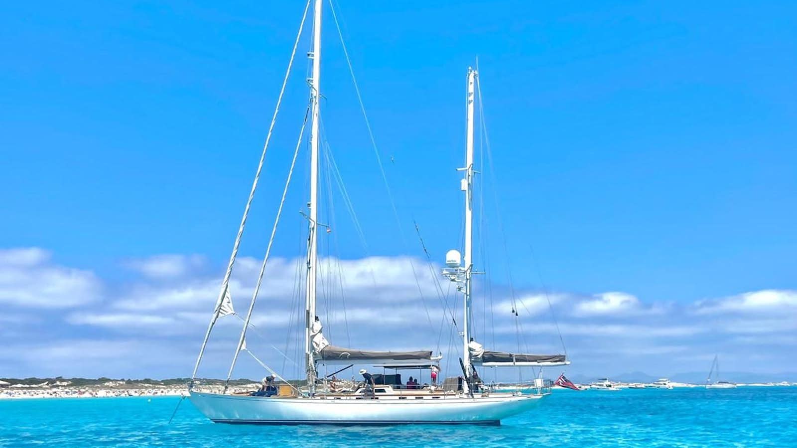 a sailboat on the water aboard AMOENITAS Yacht for Sale