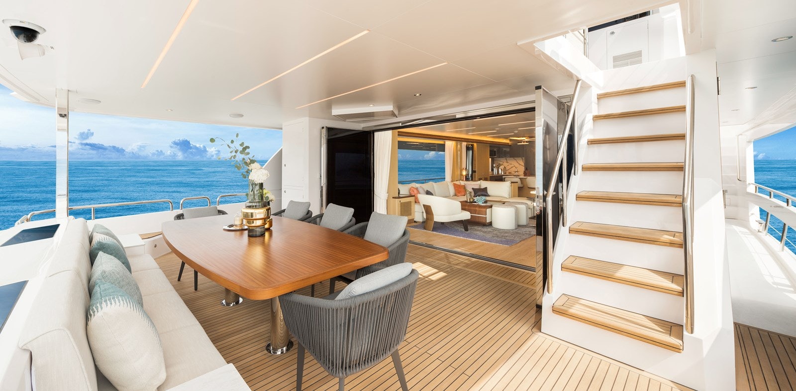 a room with a table and chairs aboard FD80 608 Yacht for Sale