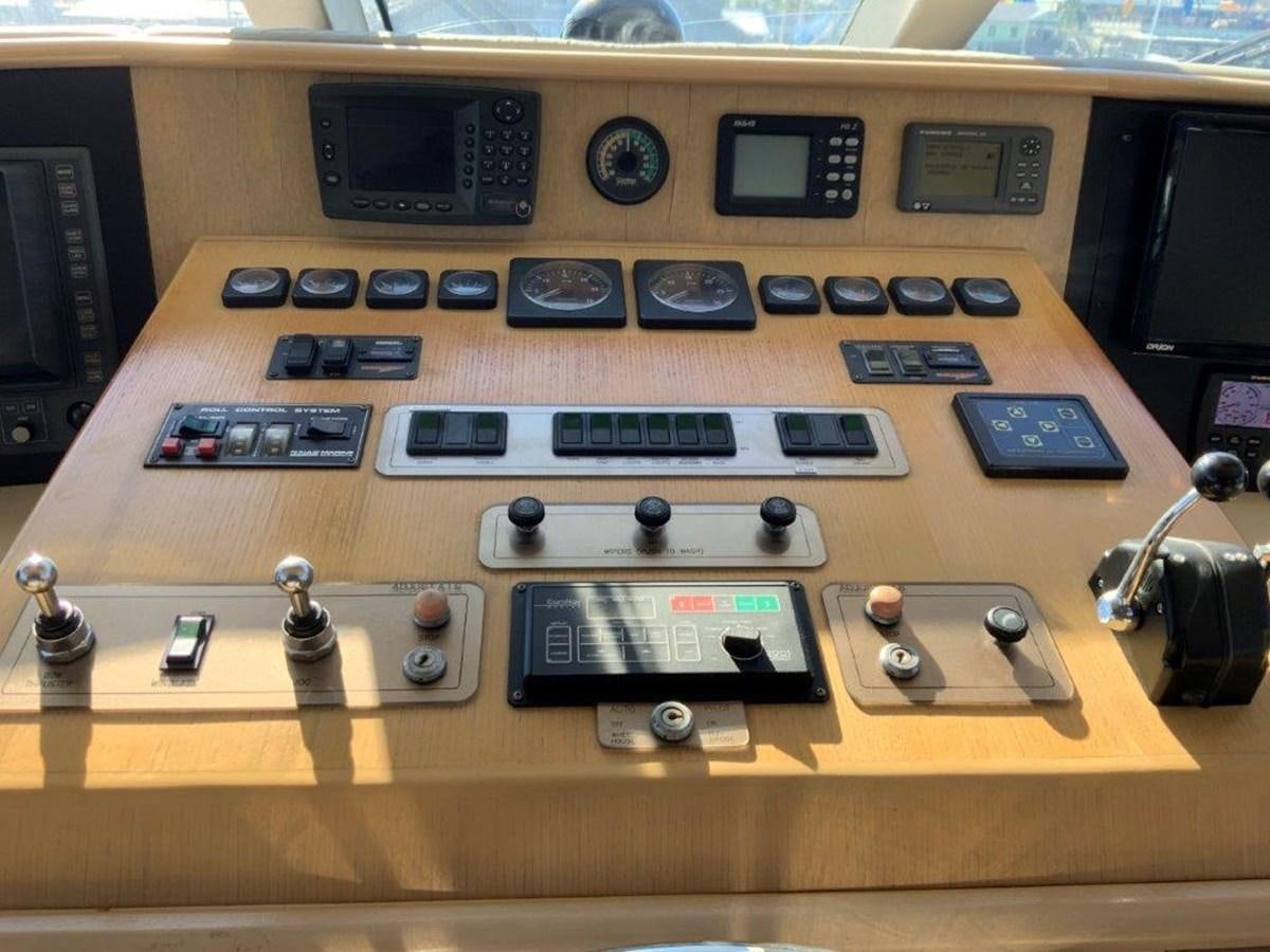 a group of electronic devices on a table aboard LADY GRACE Yacht for Sale