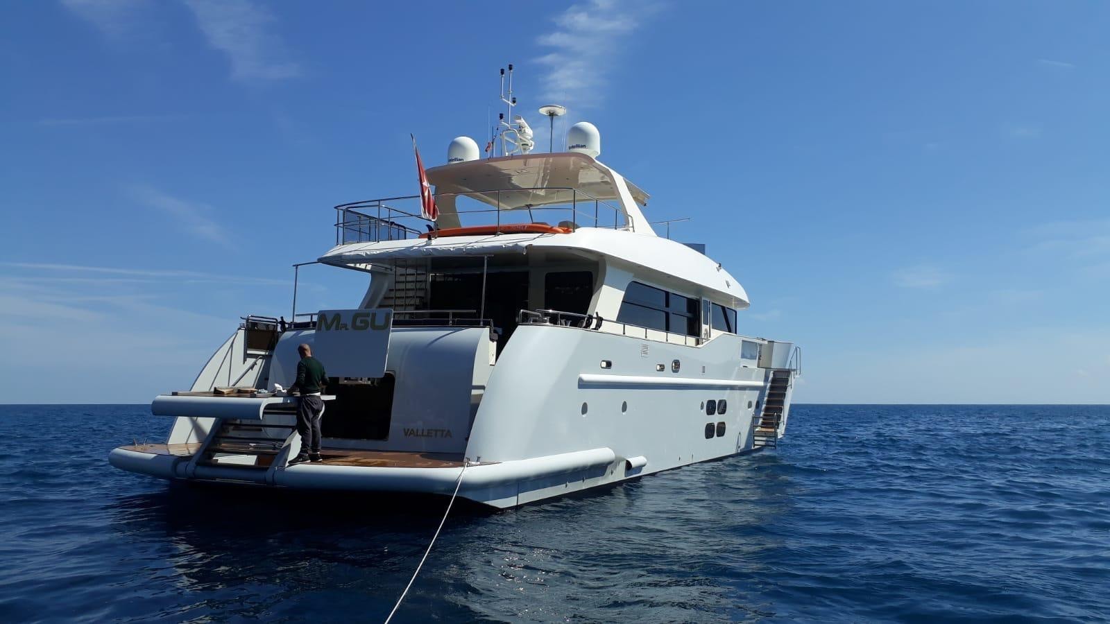 a boat in the water aboard MR. GU Yacht for Sale