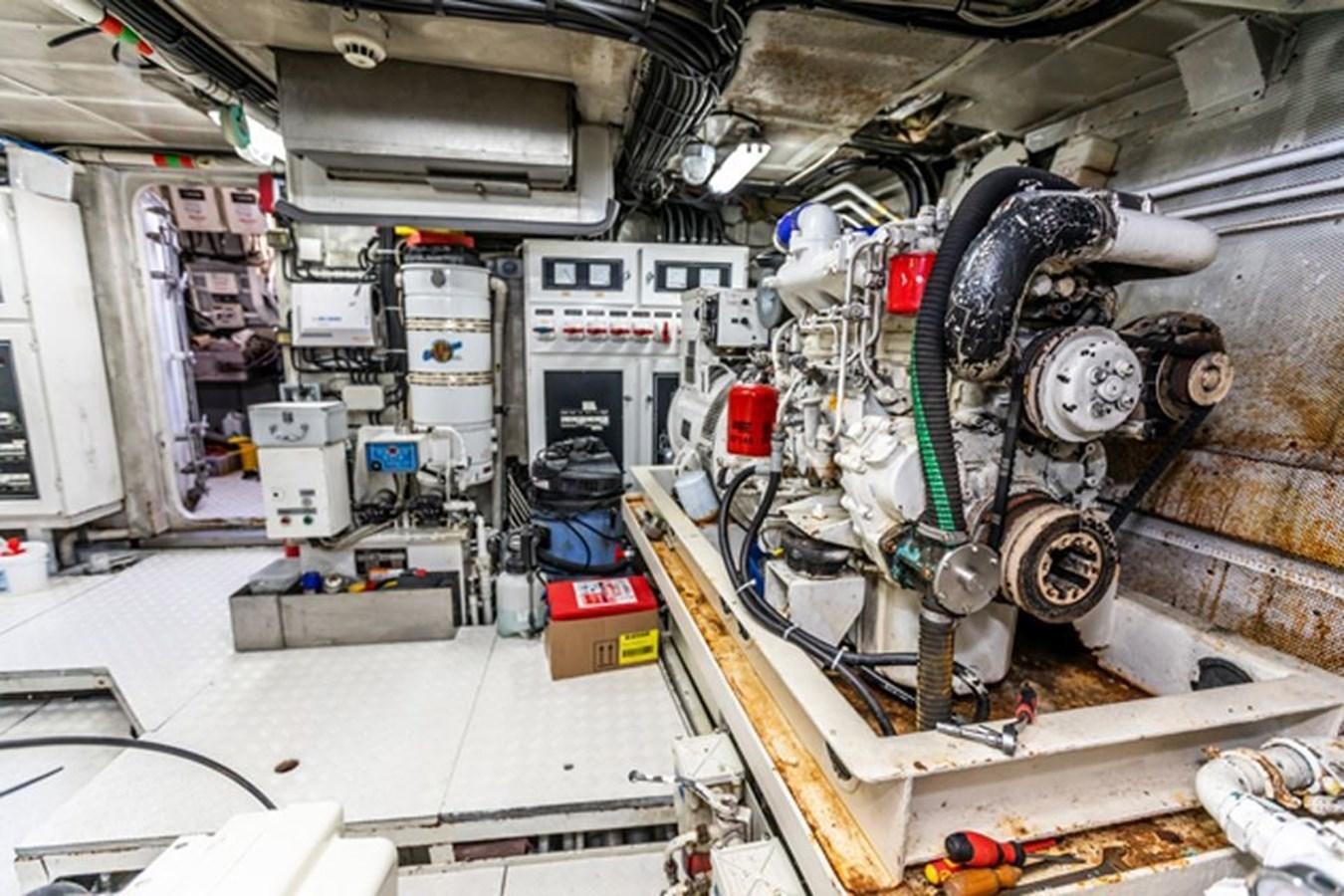 a large room with machinery aboard HISTORY Yacht for Sale