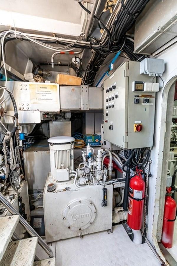 a room with machinery aboard HISTORY Yacht for Sale