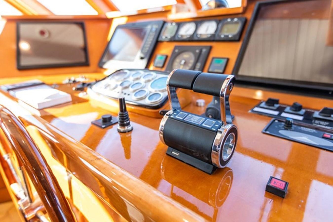 a camera on a table aboard HISTORY Yacht for Sale