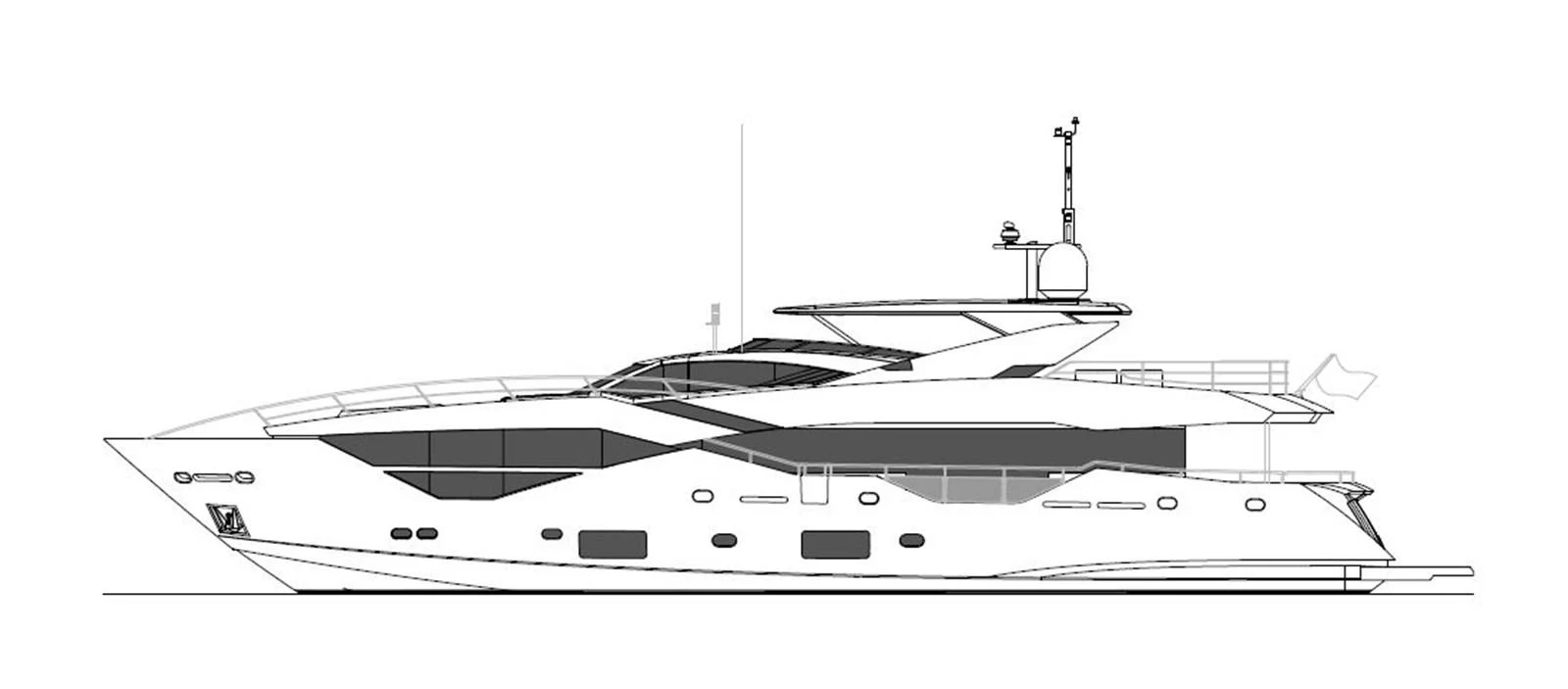 a black and white drawing of a ship aboard QART HADASHT Yacht for Sale
