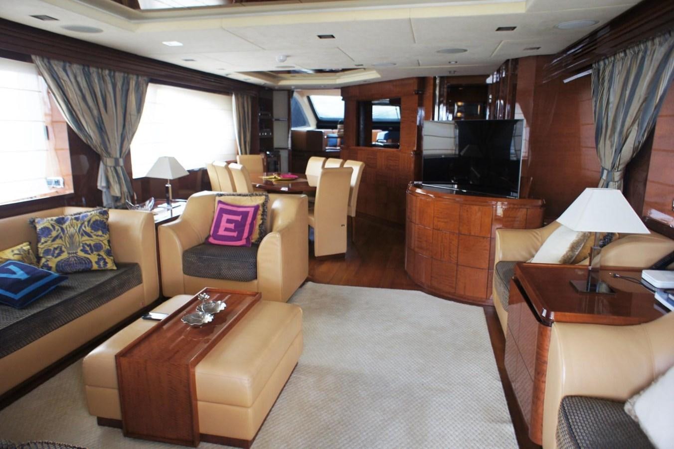 a living room with a couch and a television aboard CASPIAN Yacht for Sale