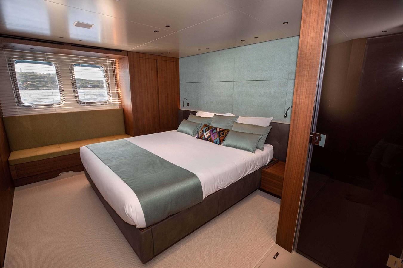 a bed in a room aboard 2019 SANLORENZO SX76 #16 Yacht for Sale
