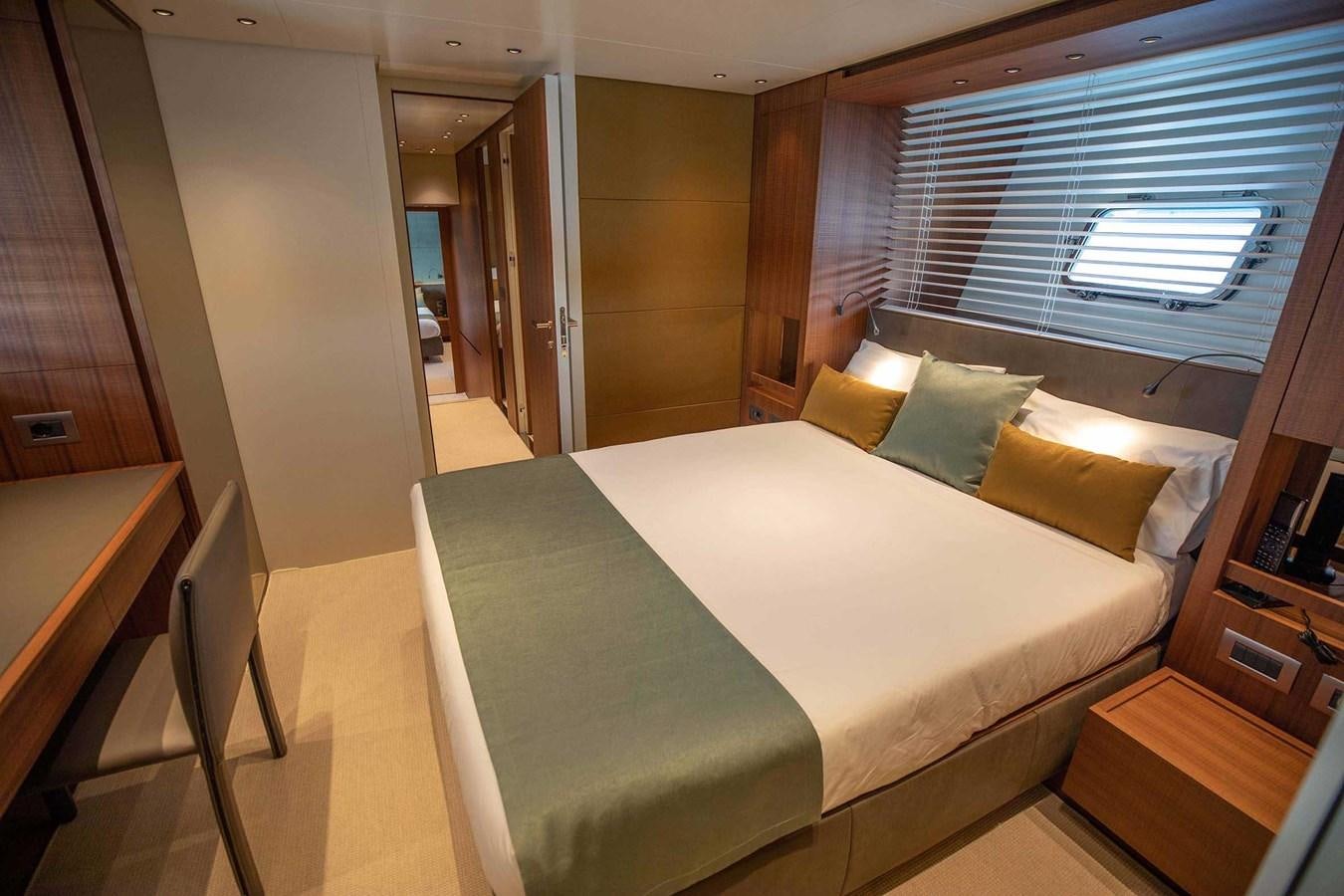 a bed in a room aboard 2019 SANLORENZO SX76 #16 Yacht for Sale