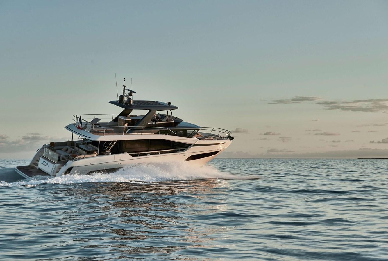 a boat on the water aboard 2022 PRESTIGE X70 #09 Yacht for Sale