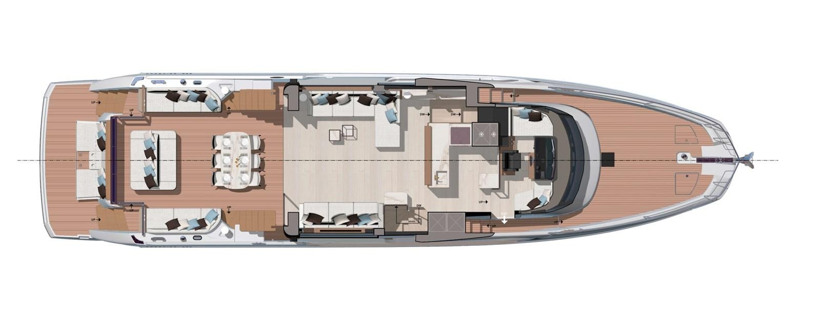 a computer generated image of a house aboard 2022 PRESTIGE X70 #09 Yacht for Sale