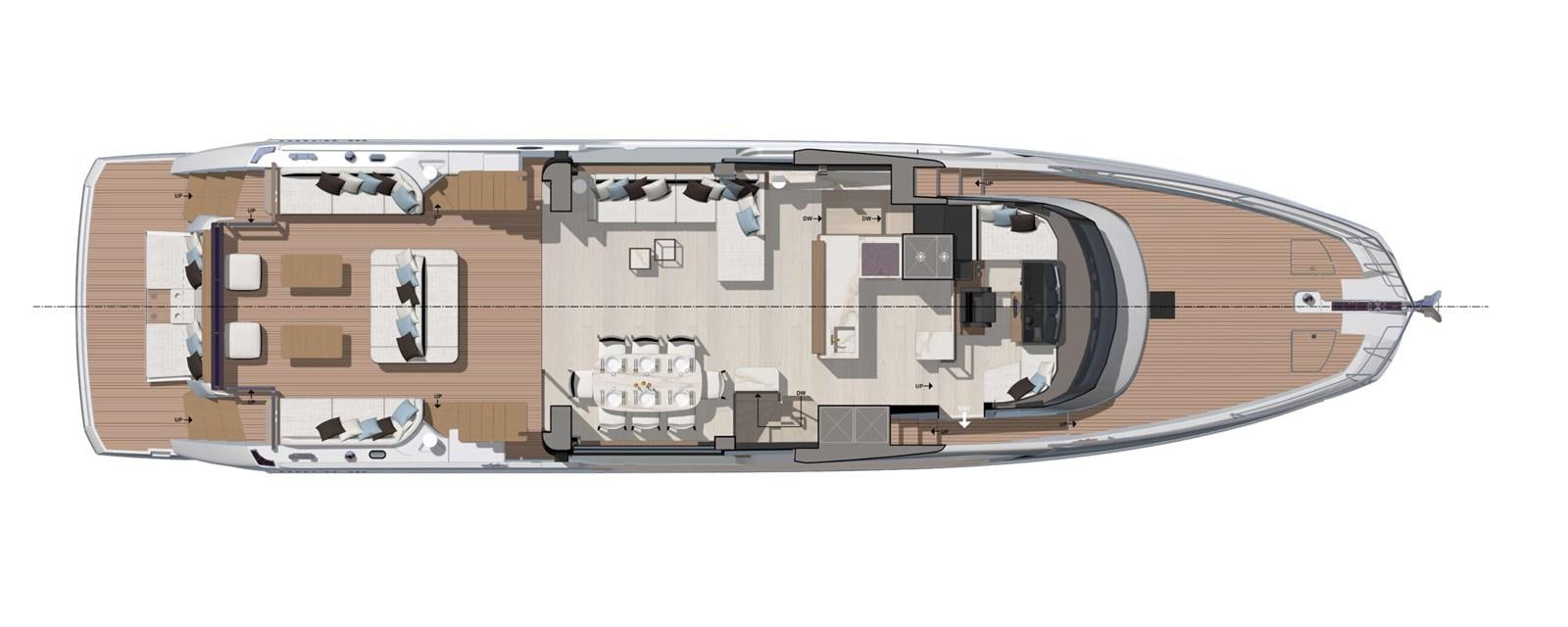a computer generated image of a house aboard 2022 PRESTIGE X70 #09 Yacht for Sale