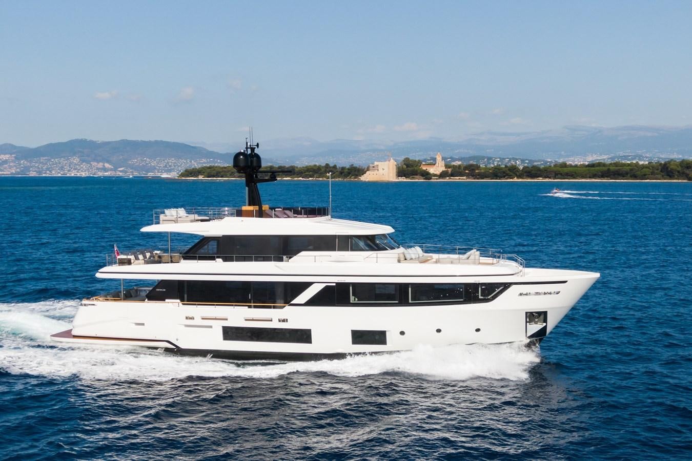 a white yacht on the water aboard MRS L Yacht for Sale