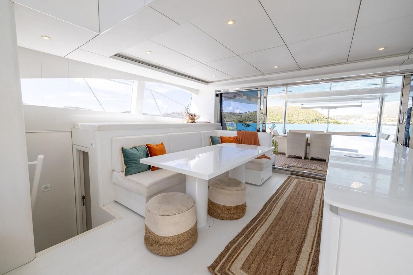 a modern bathroom with a large window aboard VALHALLA Yacht for Sale