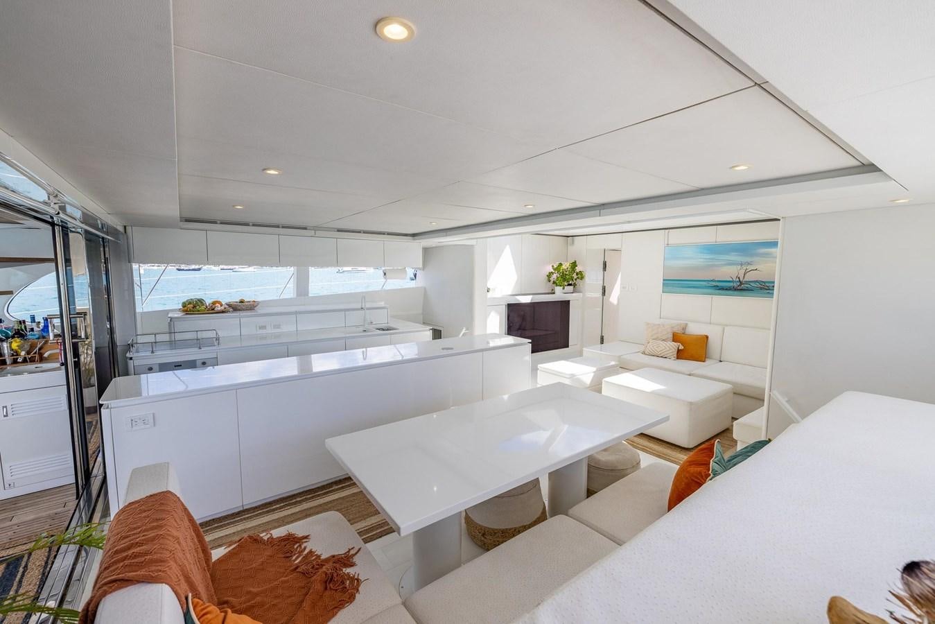a modern looking living room aboard VALHALLA Yacht for Sale