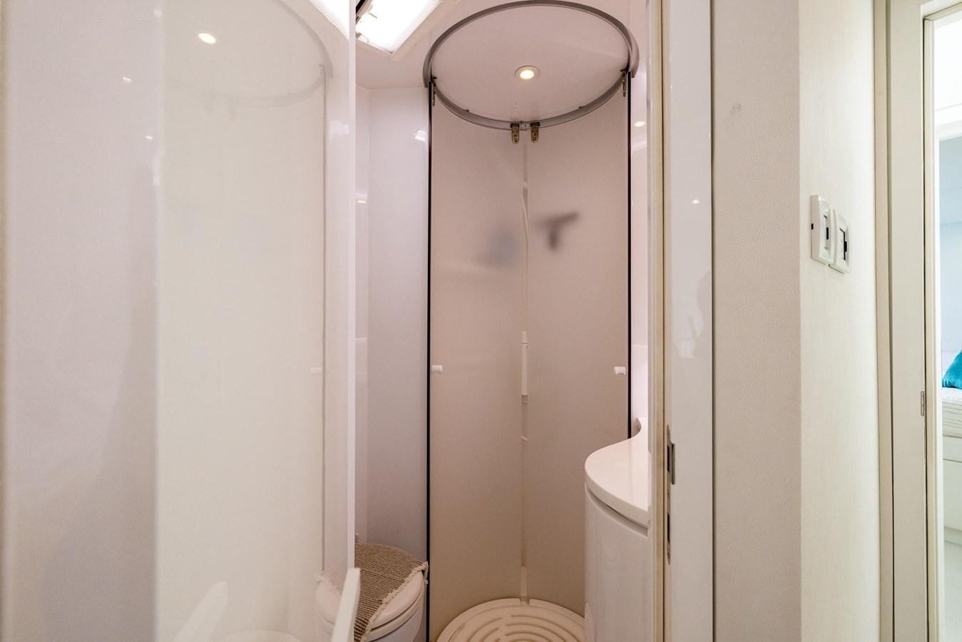 a bathroom with a shower unit aboard VALHALLA Yacht for Sale