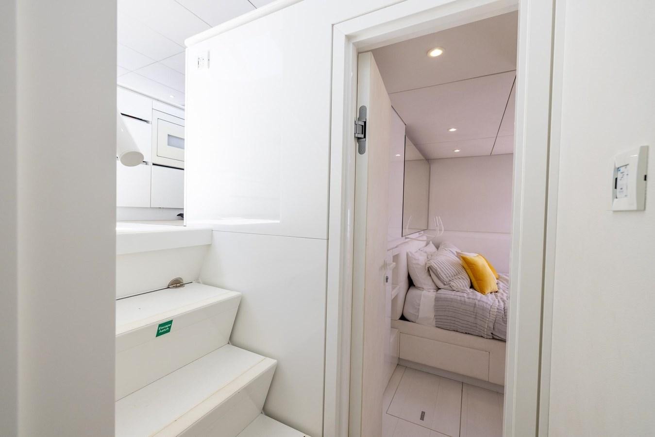 a white bathroom with a white shelf aboard VALHALLA Yacht for Sale