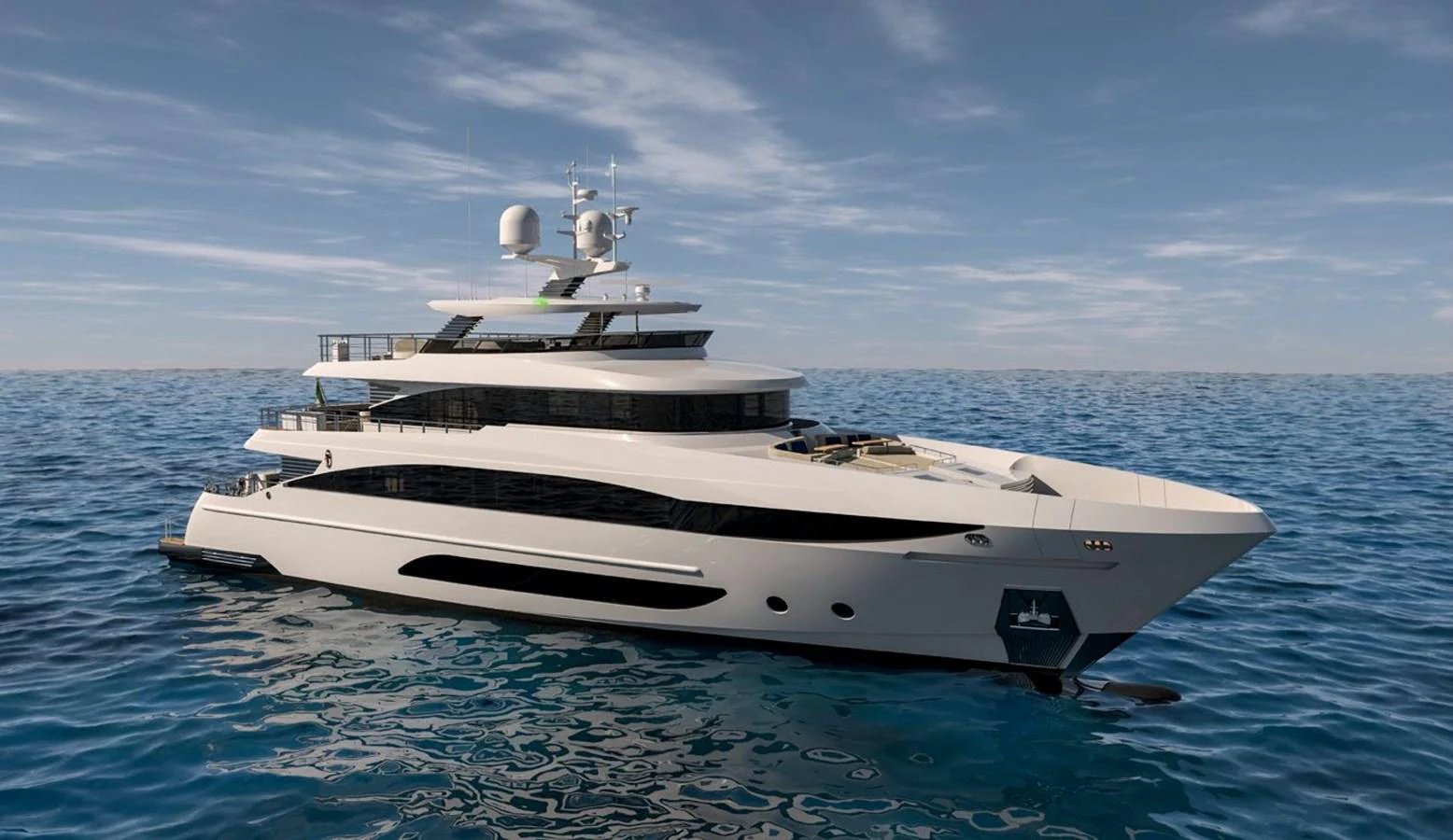 a white yacht in the water aboard PROJECT MIRAGE 402 Yacht for Sale