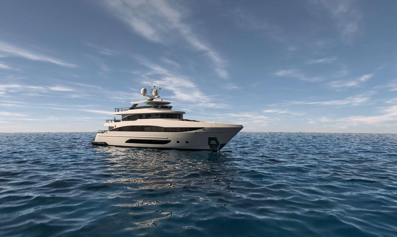 a white boat in the water aboard PROJECT MIRAGE 402 Yacht for Sale
