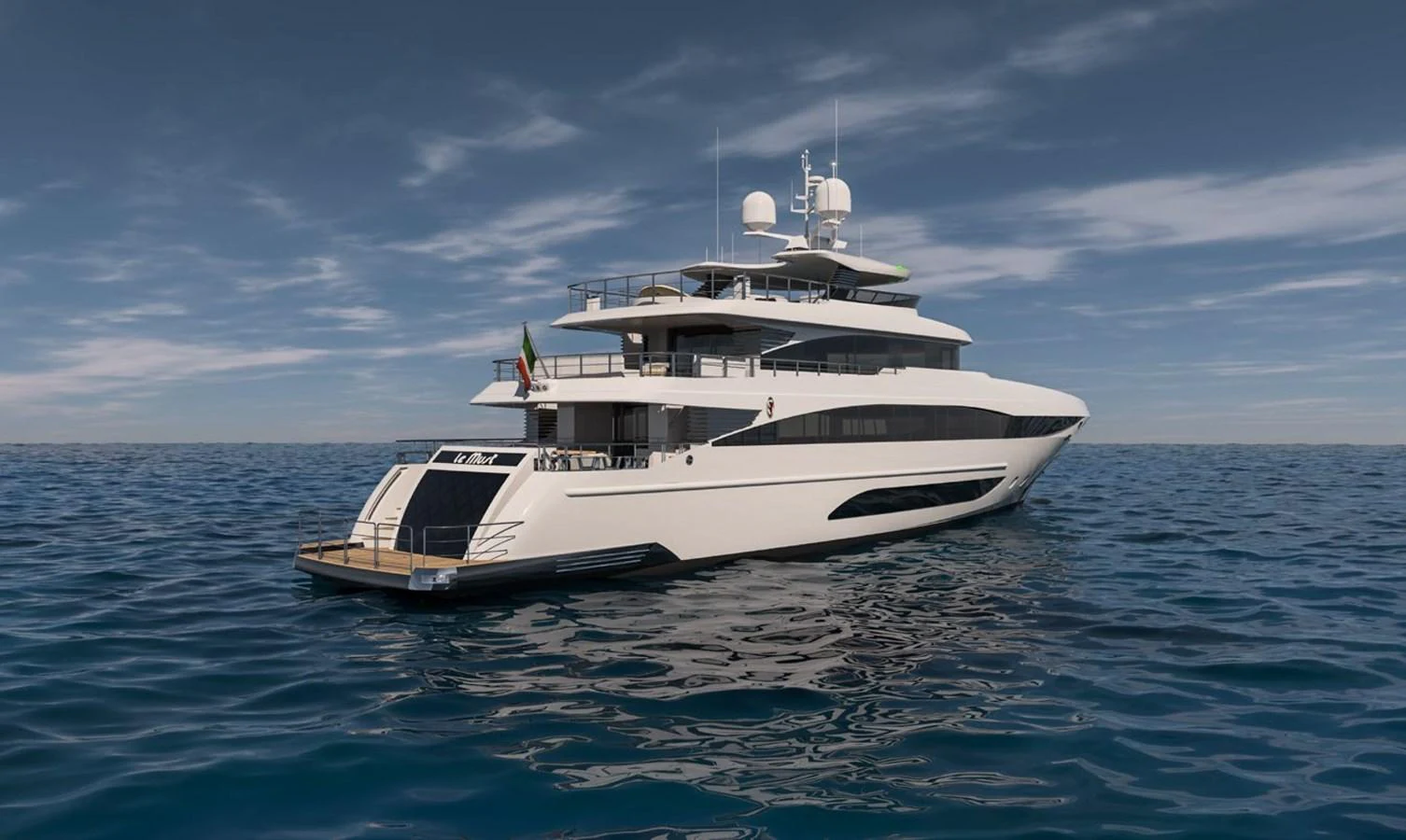 a white yacht in the water aboard PROJECT MIRAGE 402 Yacht for Sale