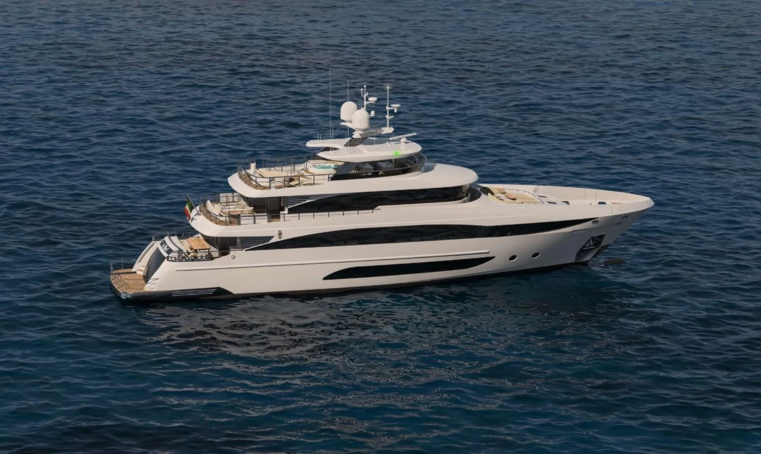 a white and black boat in the water aboard PROJECT MIRAGE 402 Yacht for Sale