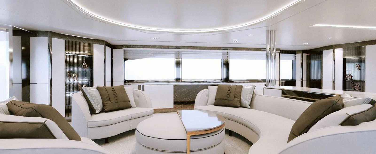 a room with a couch and a table aboard PROJECT MIRAGE 402 Yacht for Sale