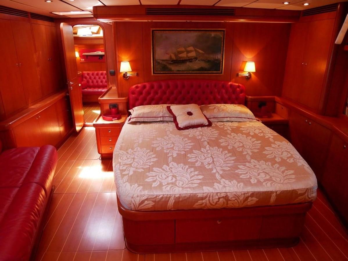 a bed in a room aboard STARFALL Yacht for Sale