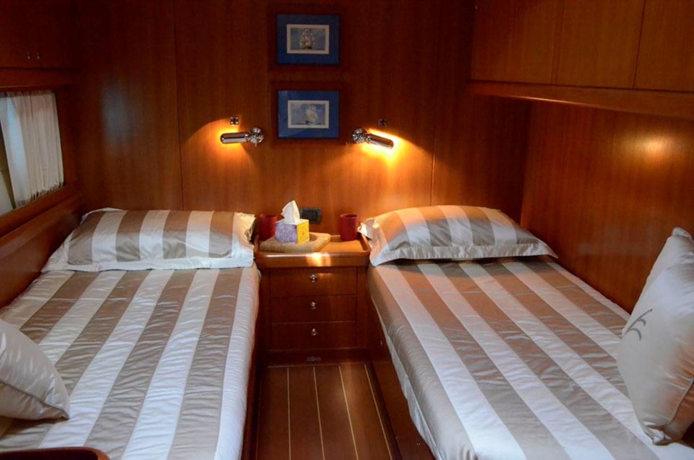 a couple of beds in a room aboard STARFALL Yacht for Sale