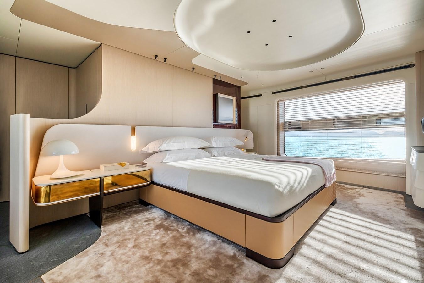 a room with two beds aboard AZIMUT GRANDE TRIDECK 38M Yacht for Sale