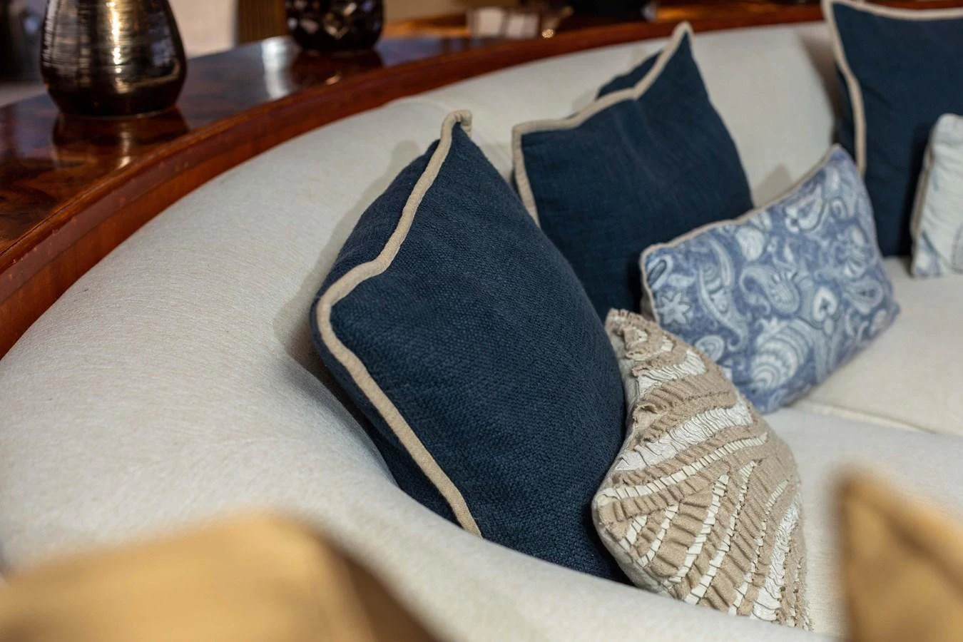 pillows on a bed aboard WILDE WHALE Yacht for Sale
