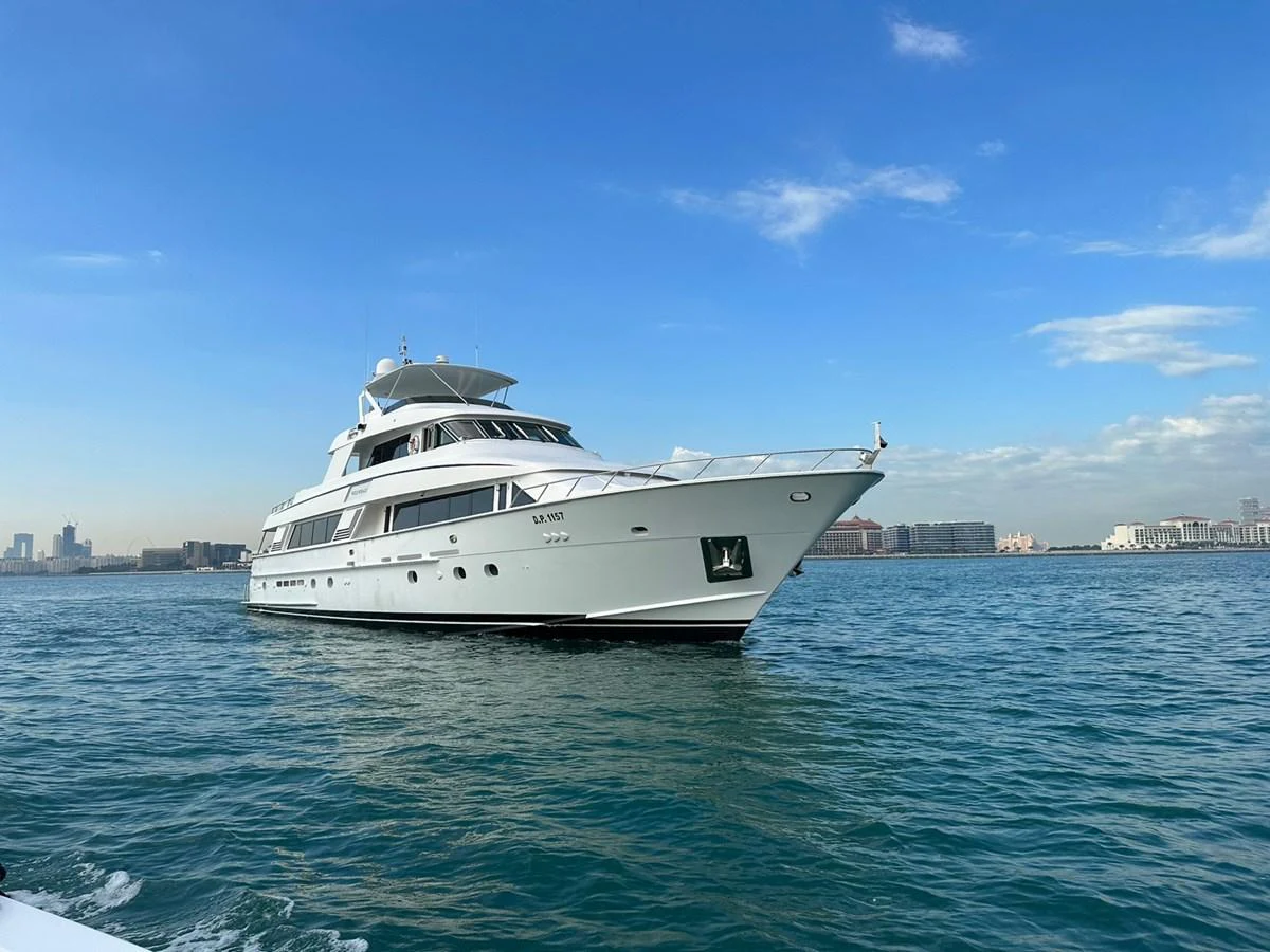 a white yacht in the water aboard WILDE WHALE Yacht for Sale