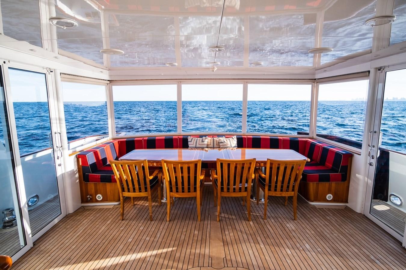 a room with a table and chairs aboard FORTUNA Yacht for Sale