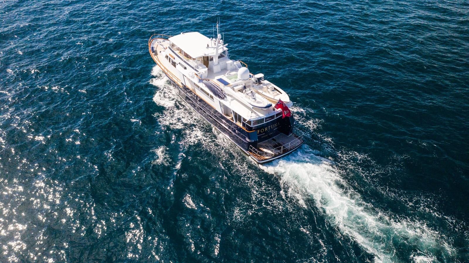 a ship in the ocean aboard FORTUNA Yacht for Sale