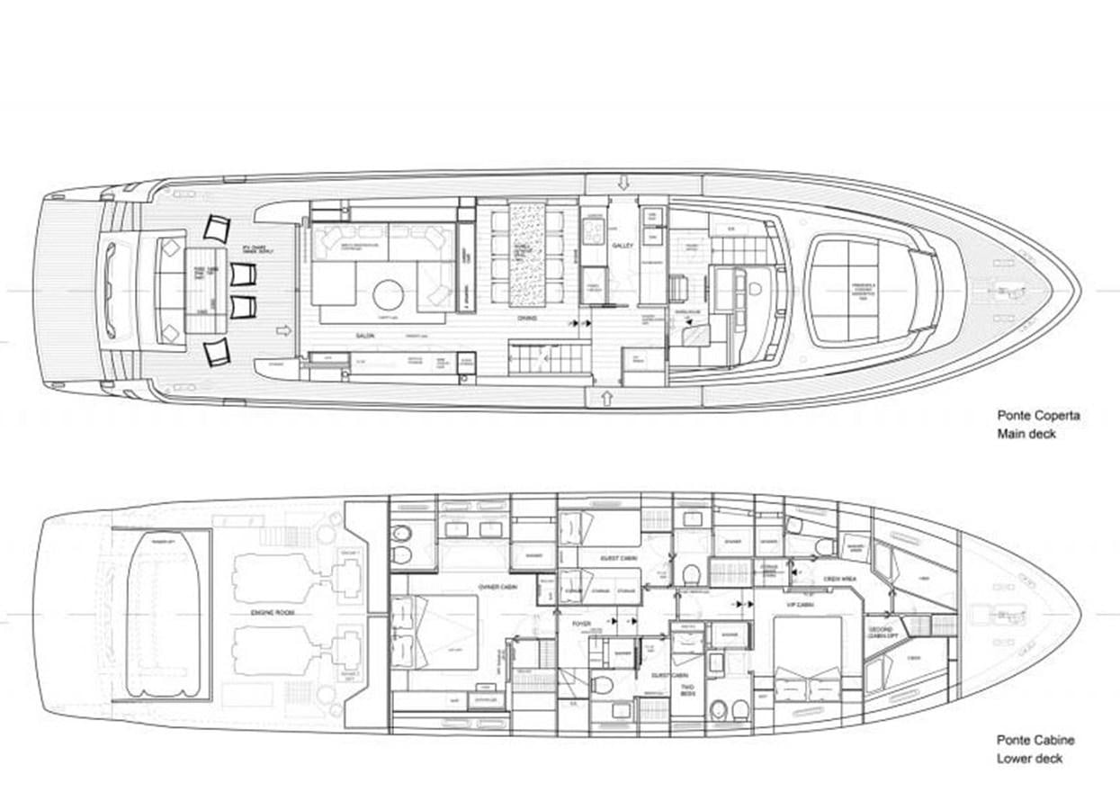 diagram, engineering drawing aboard LUCKY Yacht for Sale