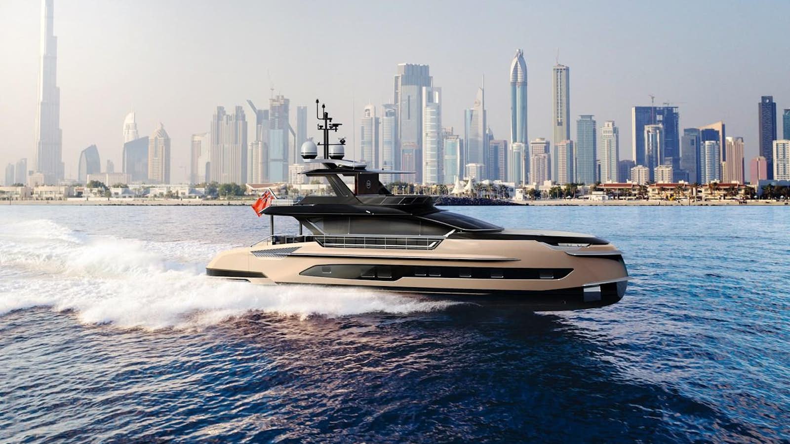 a boat on the water aboard DYNAMIQ GTM 90 BEACH CLUB Yacht for Sale
