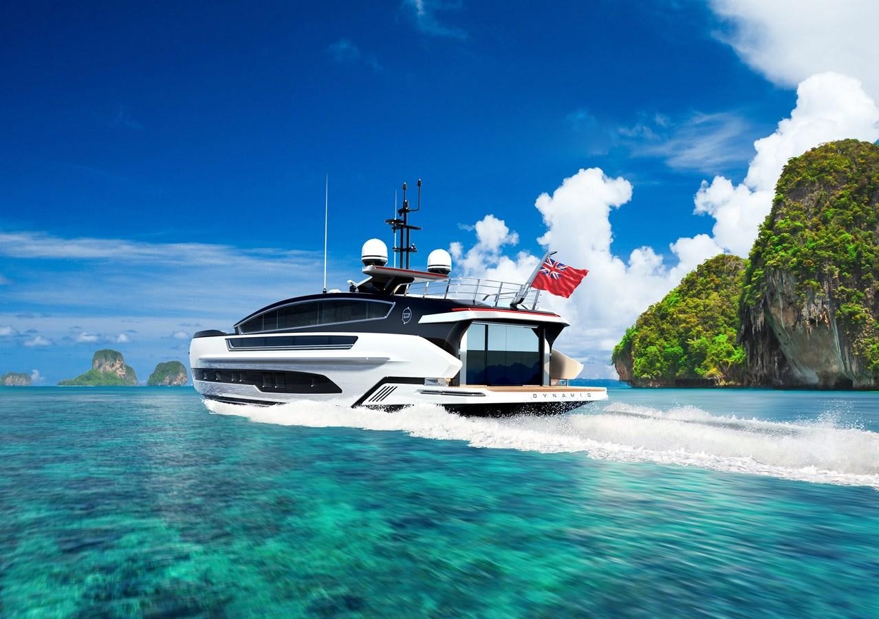 a boat on the water aboard DYNAMIQ GTM 90 TRANSFORMER Yacht for Sale