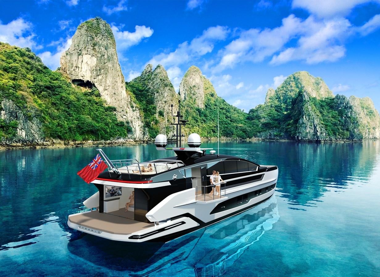 a boat on the water aboard DYNAMIQ GTM 90 TRANSFORMER Yacht for Sale