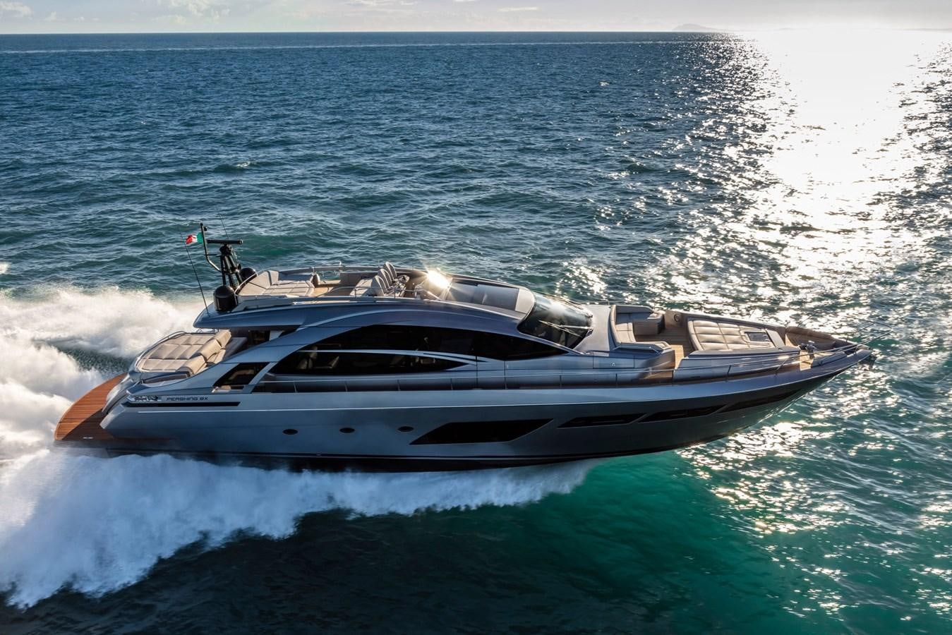a boat on the water aboard PERSHING 8X   Yacht for Sale