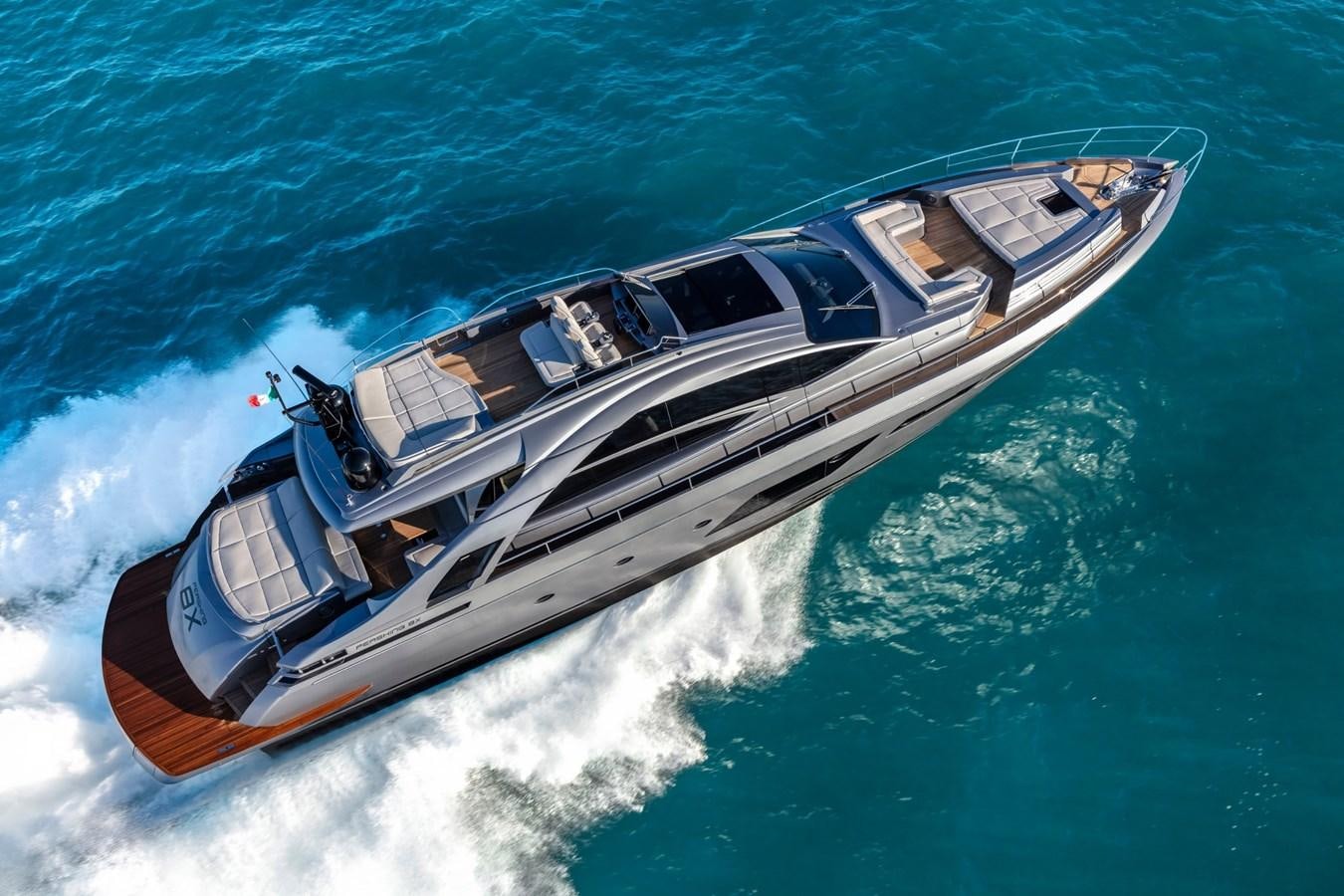 a boat on the water aboard PERSHING 8X   Yacht for Sale