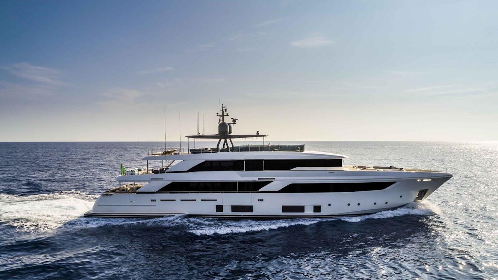 a white yacht on the water aboard CUSTOM LINE NAVETTA 42/10 Yacht for Sale