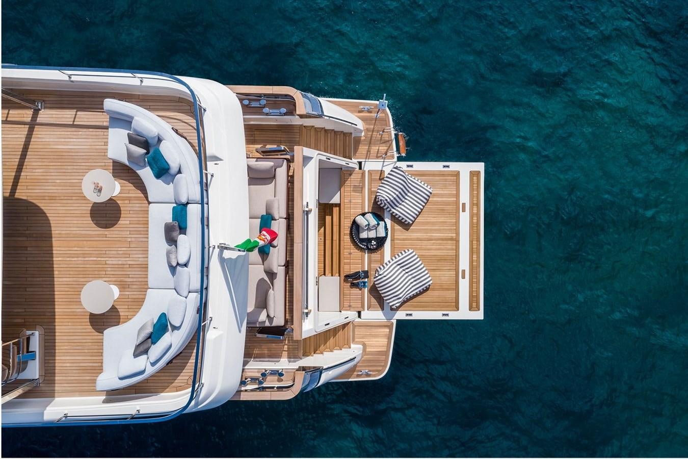 a house with a balcony aboard CUSTOM LINE NAVETTA 42/10 Yacht for Sale
