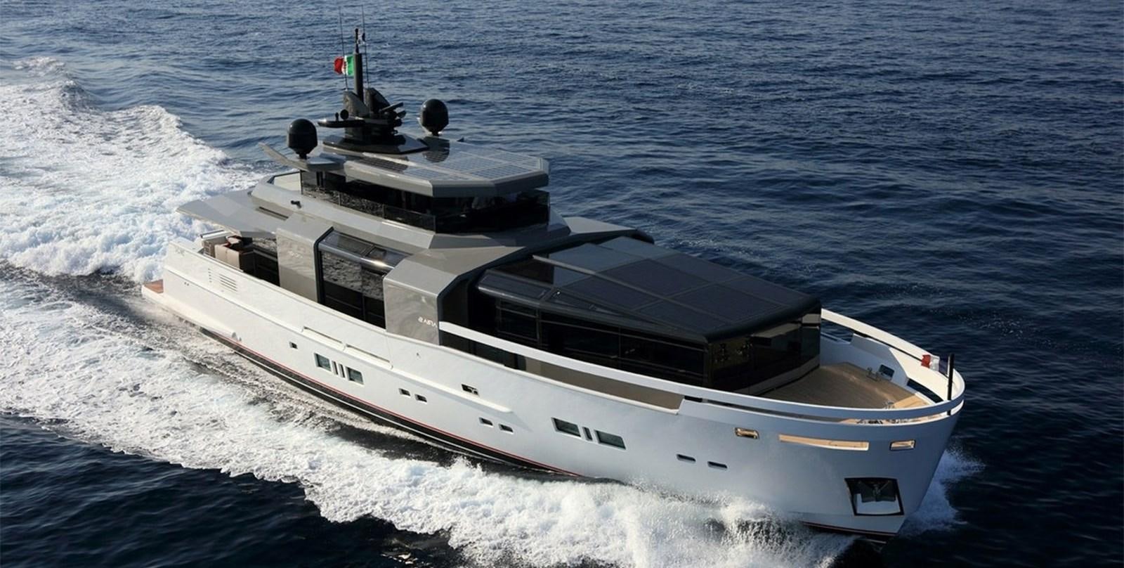 a white yacht on the water aboard ARIA.S Yacht for Sale