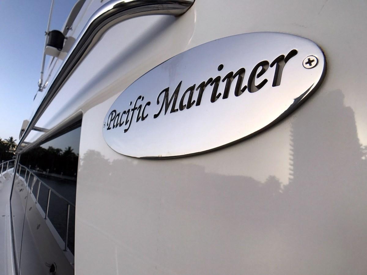 a white sign with black text aboard HARBOR LADY Yacht for Sale