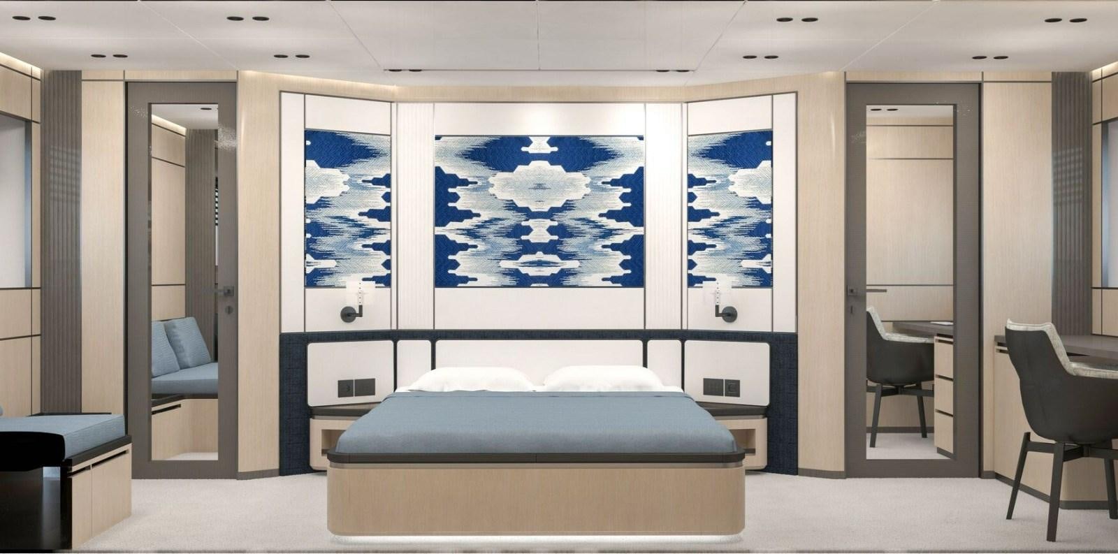 a room with a bed and chairs aboard 2022 MENGI YAY  Yacht for Sale